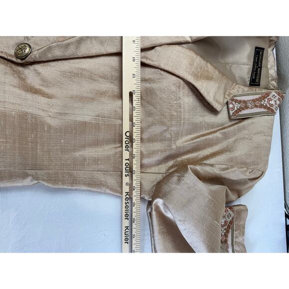 Vintage Morgan Matisse Blazer M Silk Shantung Look Embellished Collar Cuffs - Picture 8 of 11